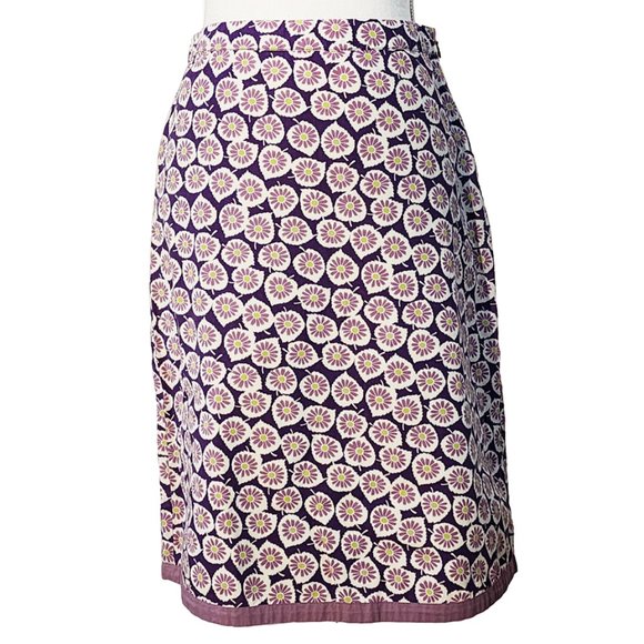 Boden Dresses & Skirts - Boden Purple Floral & Leaf A-Line 100% Cotton Fully-Lined Skirt